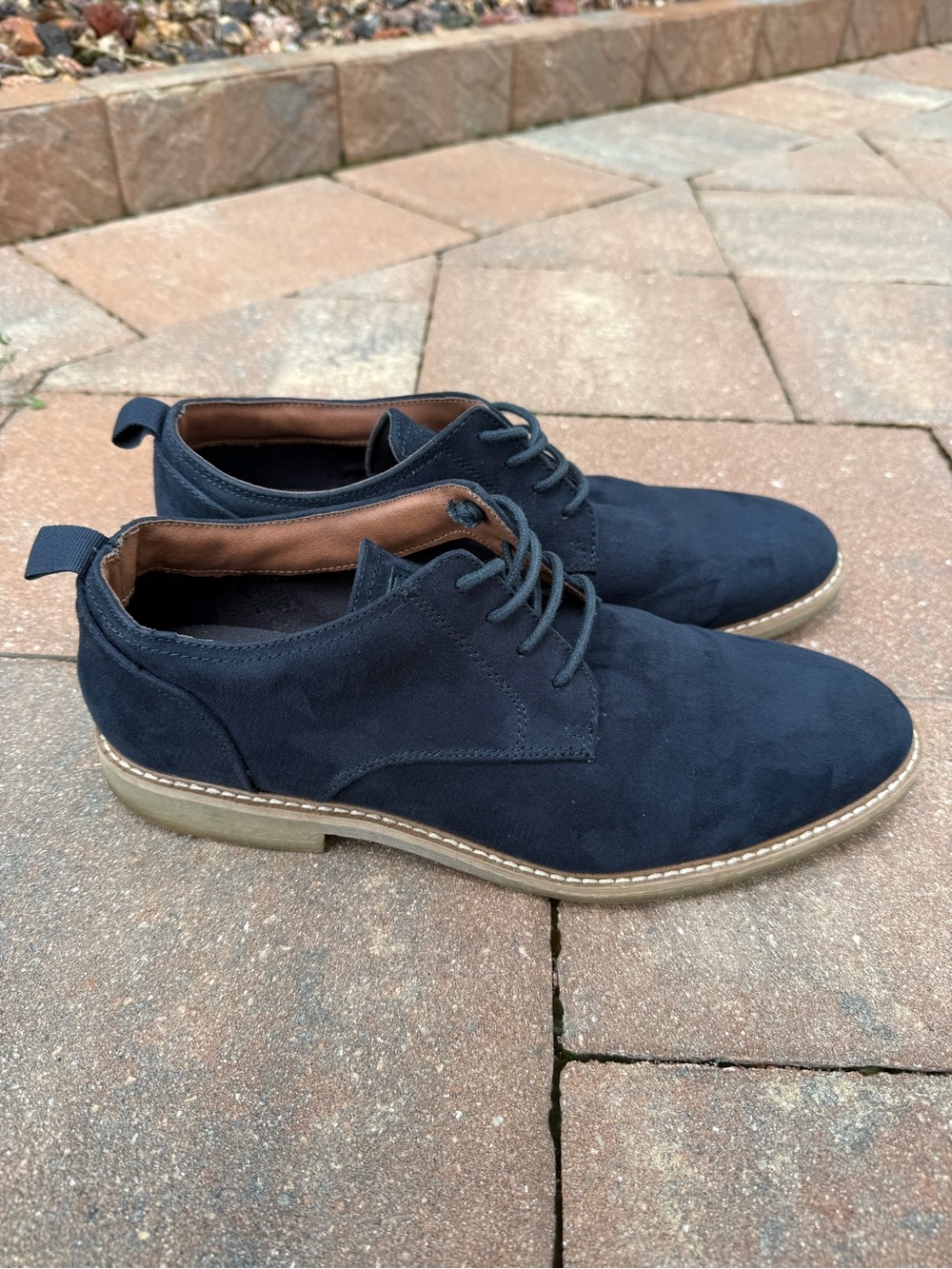 H&M Men's Navy Blue Faux Suede Derby Oxford Shoes Lace Up Size US 10 EUR 43